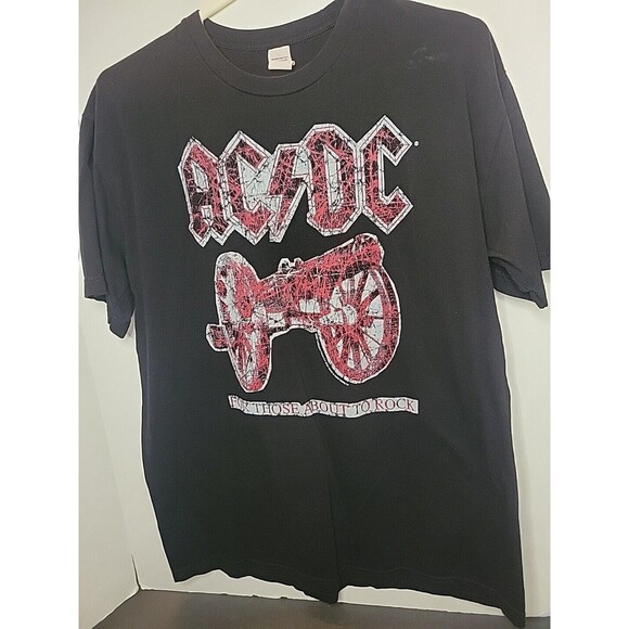 ACDC For Those About To Rock T-Shirt Mens Large Rock Band Black Short Sleeve Y2K - Picture 3 of 8